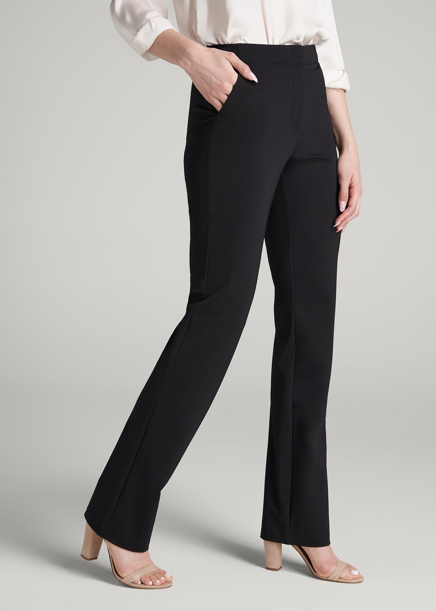 American Tall Women Freedom Flex Slim Straight Leg Dress Pants for Tall Women in Black