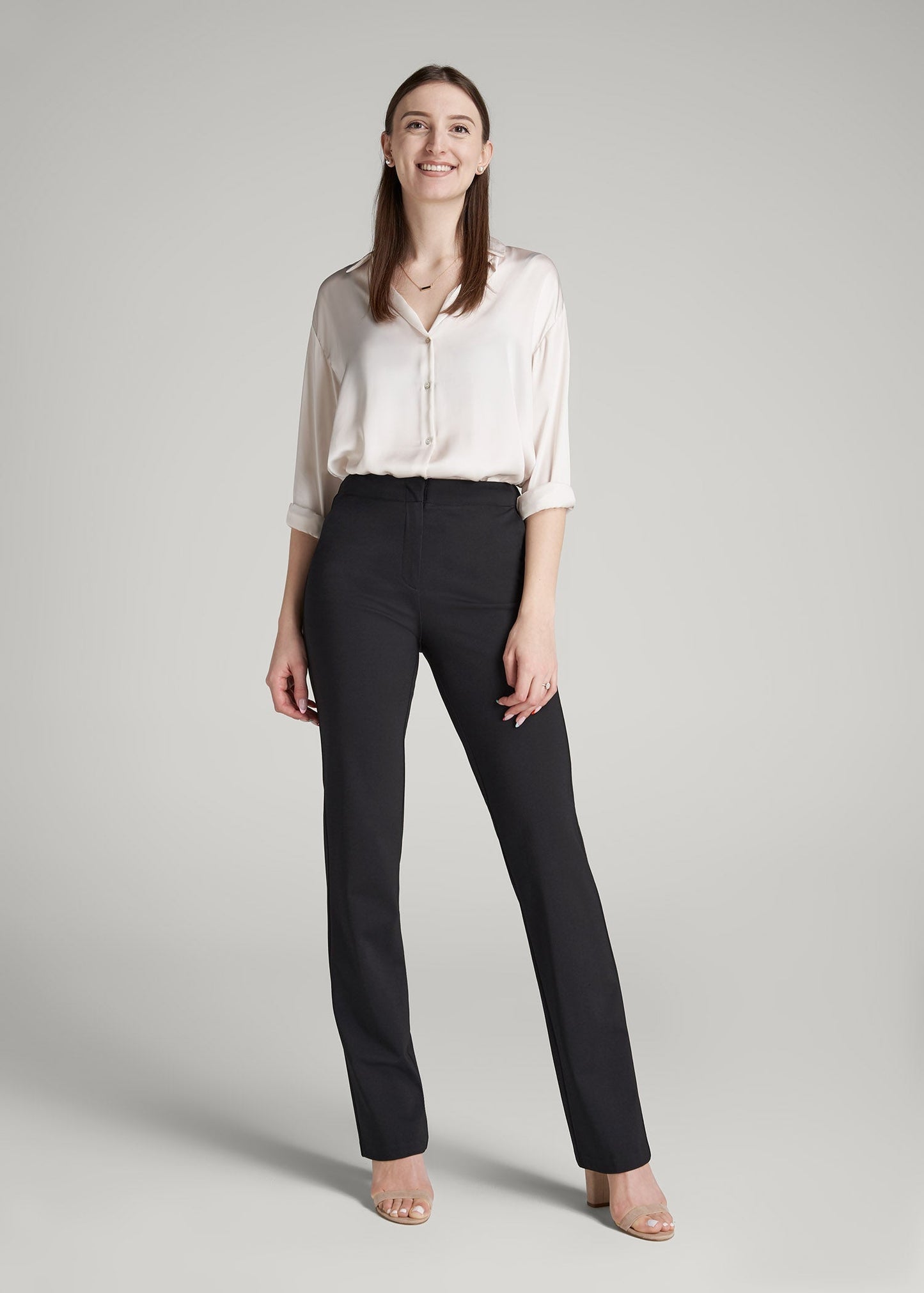 American Tall Women Freedom Flex Slim Straight Leg Dress Pants for Tall Women in Black