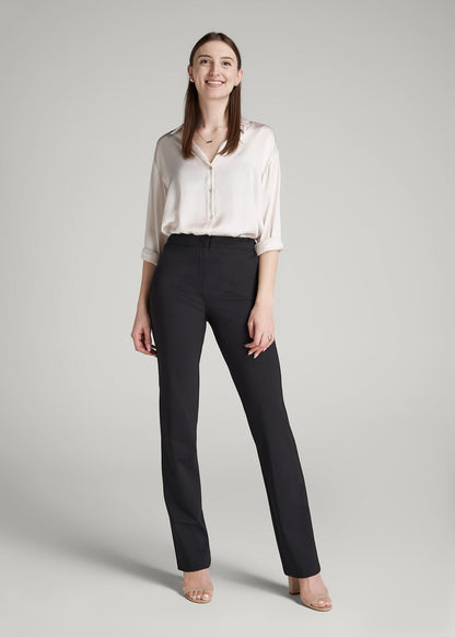 American Tall Women Freedom Flex Slim Straight Leg Dress Pants for Tall Women in Black