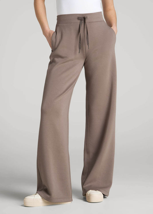 American Tall Women Pull-On Tie Waist Wide Leg Pants for Tall Women in Portobello
