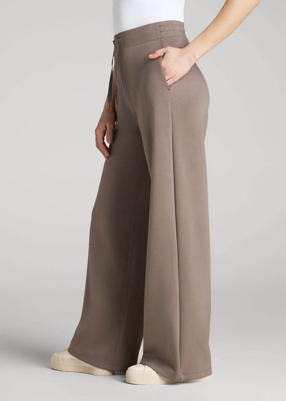 American Tall Women Pull-On Tie Waist Wide Leg Pants for Tall Women in Portobello