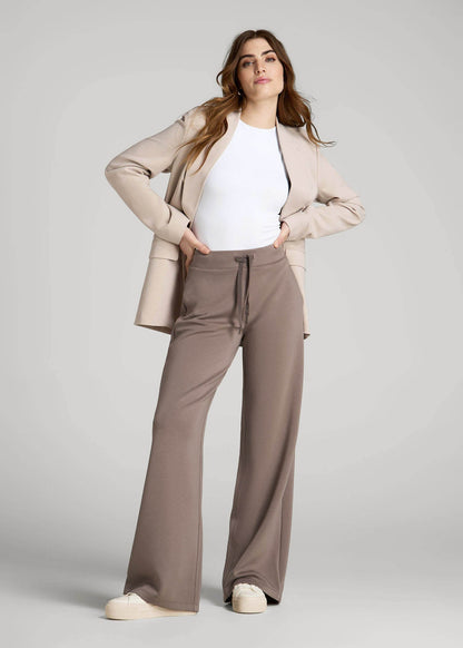 American Tall Women Pull-On Tie Waist Wide Leg Pants for Tall Women in Portobello