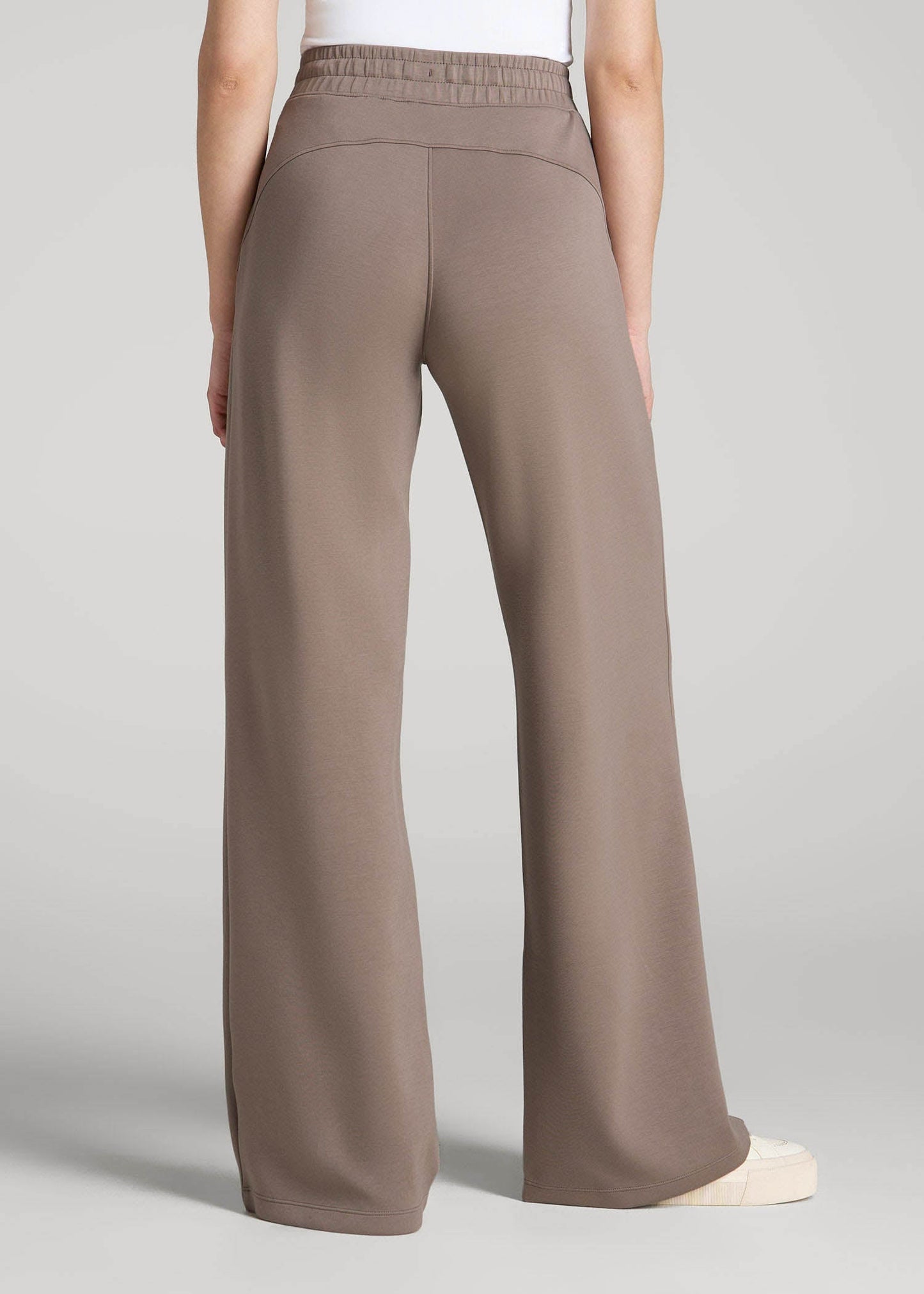 American Tall Women Pull-On Tie Waist Wide Leg Pants for Tall Women in Portobello