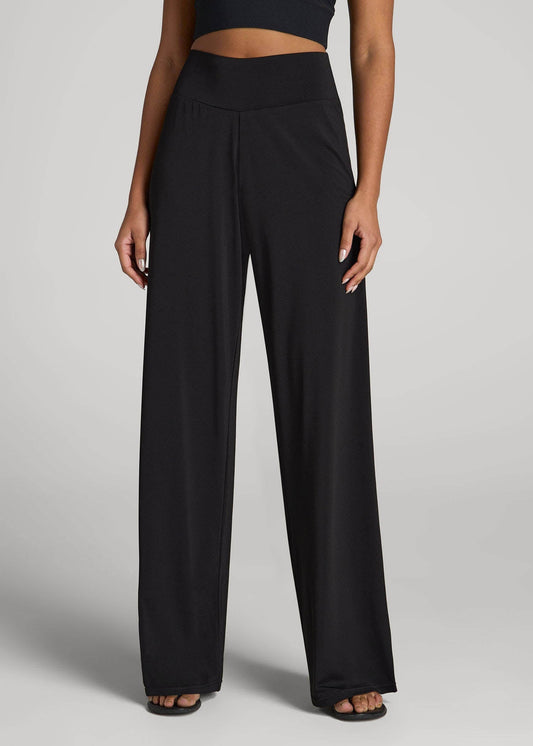 American Tall Women Pull-On Breezy Wide Leg Pants for Tall Women in Black