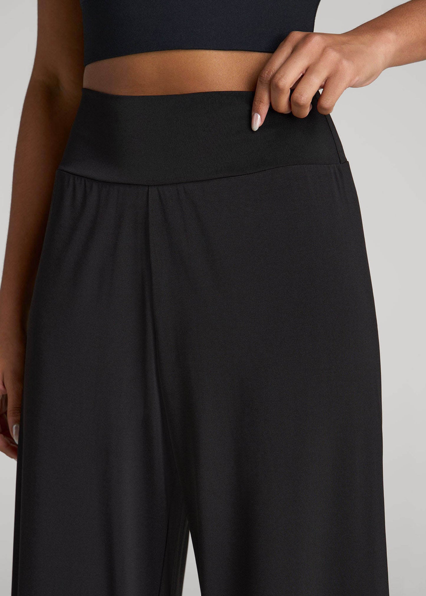 American Tall Women Pull-On Breezy Wide Leg Pants for Tall Women in Black