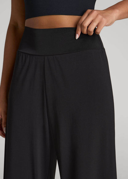 American Tall Women Pull-On Breezy Wide Leg Pants for Tall Women in Black