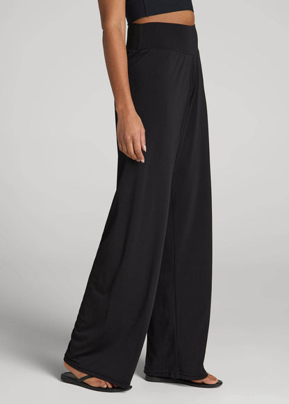 American Tall Women Pull-On Breezy Wide Leg Pants for Tall Women in Black