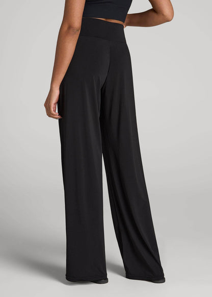 American Tall Women Pull-On Breezy Wide Leg Pants for Tall Women in Black