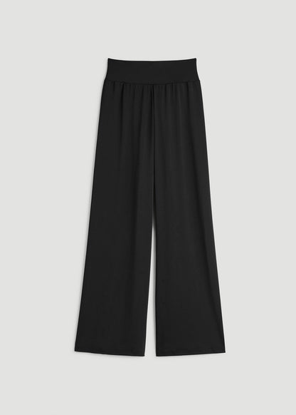American Tall Women Pull-On Breezy Wide Leg Pants for Tall Women in Black