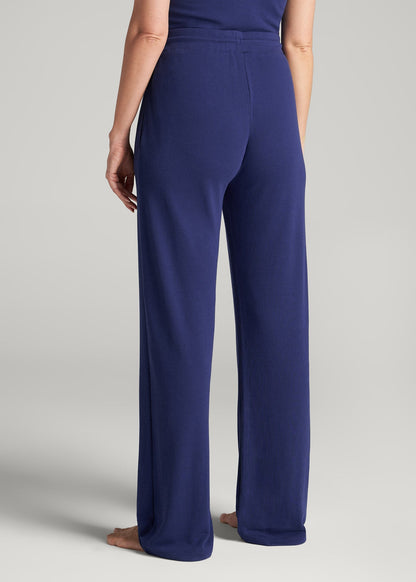 American Tall Women Open-Bottom Waffle Lounge Pants for Tall Women in Midnight Blue