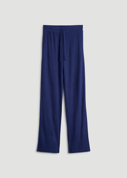 American Tall Women Open-Bottom Waffle Lounge Pants for Tall Women in Midnight Blue