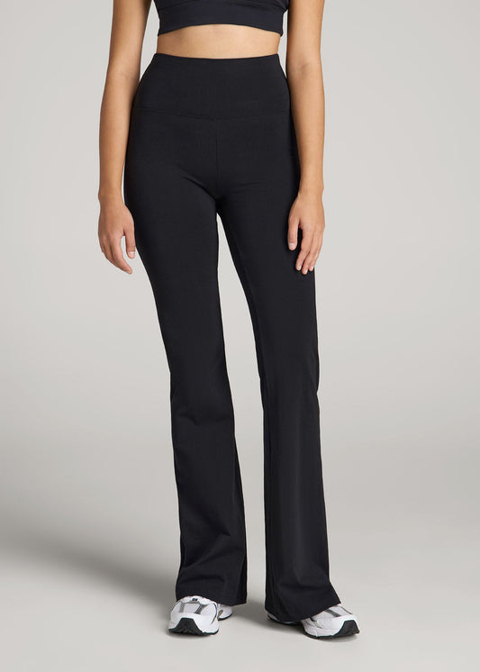 American Tall Women Cotton Flare Leggings for Tall Women in Black