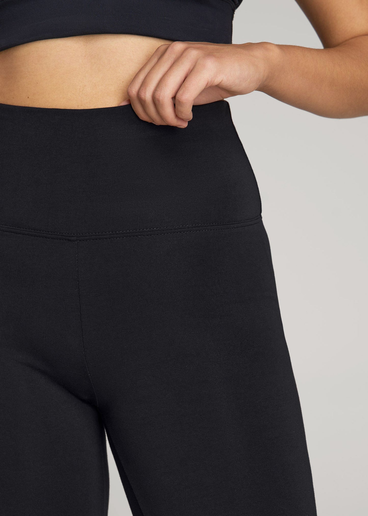 American Tall Women Cotton Flare Leggings for Tall Women in Black