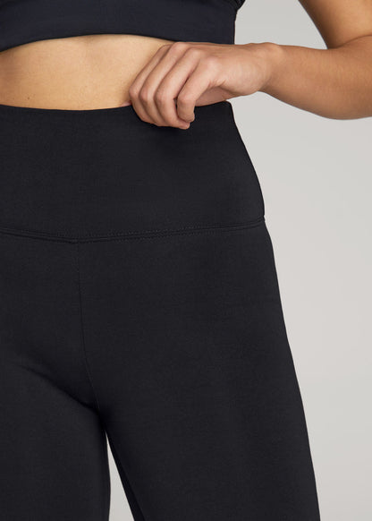 American Tall Women Cotton Flare Leggings for Tall Women in Black