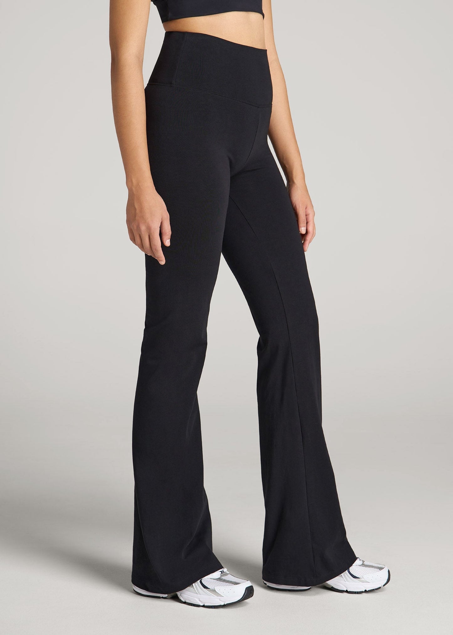 American Tall Women Cotton Flare Leggings for Tall Women in Black
