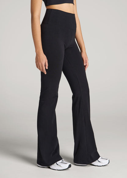 American Tall Women Cotton Flare Leggings for Tall Women in Black