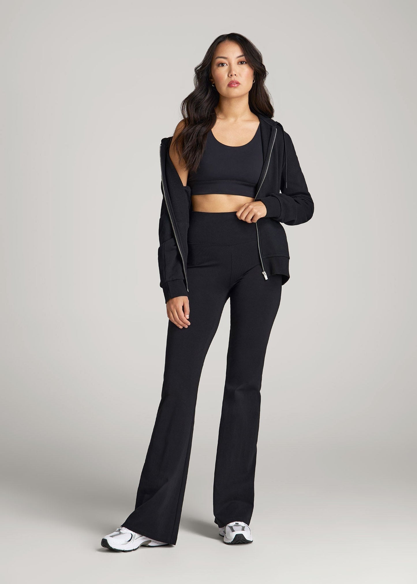 American Tall Women Cotton Flare Leggings for Tall Women in Black