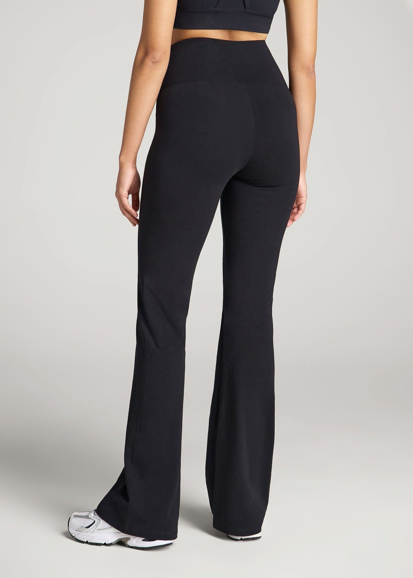 American Tall Women Cotton Flare Leggings for Tall Women in Black