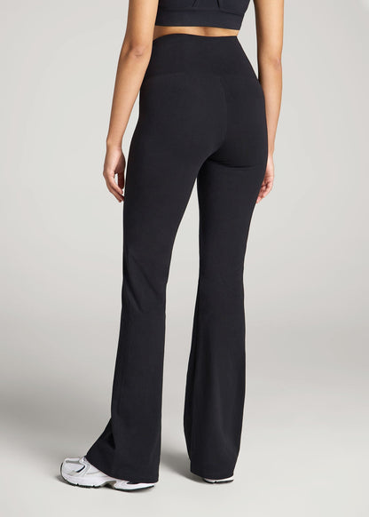 American Tall Women Cotton Flare Leggings for Tall Women in Black