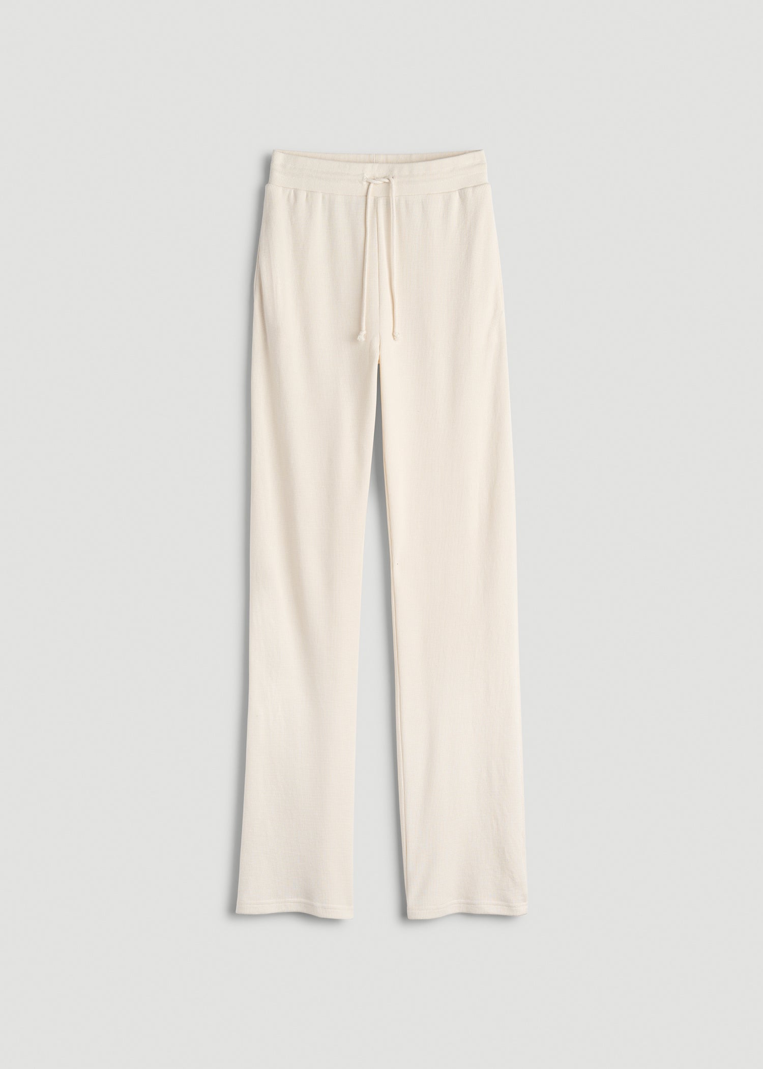 American Tall Women Open-Bottom Waffle Lounge Pants for Tall Women in White Alyssum