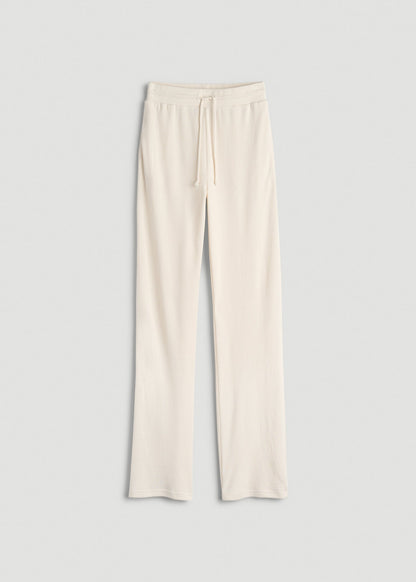 American Tall Women Open-Bottom Waffle Lounge Pants for Tall Women in White Alyssum