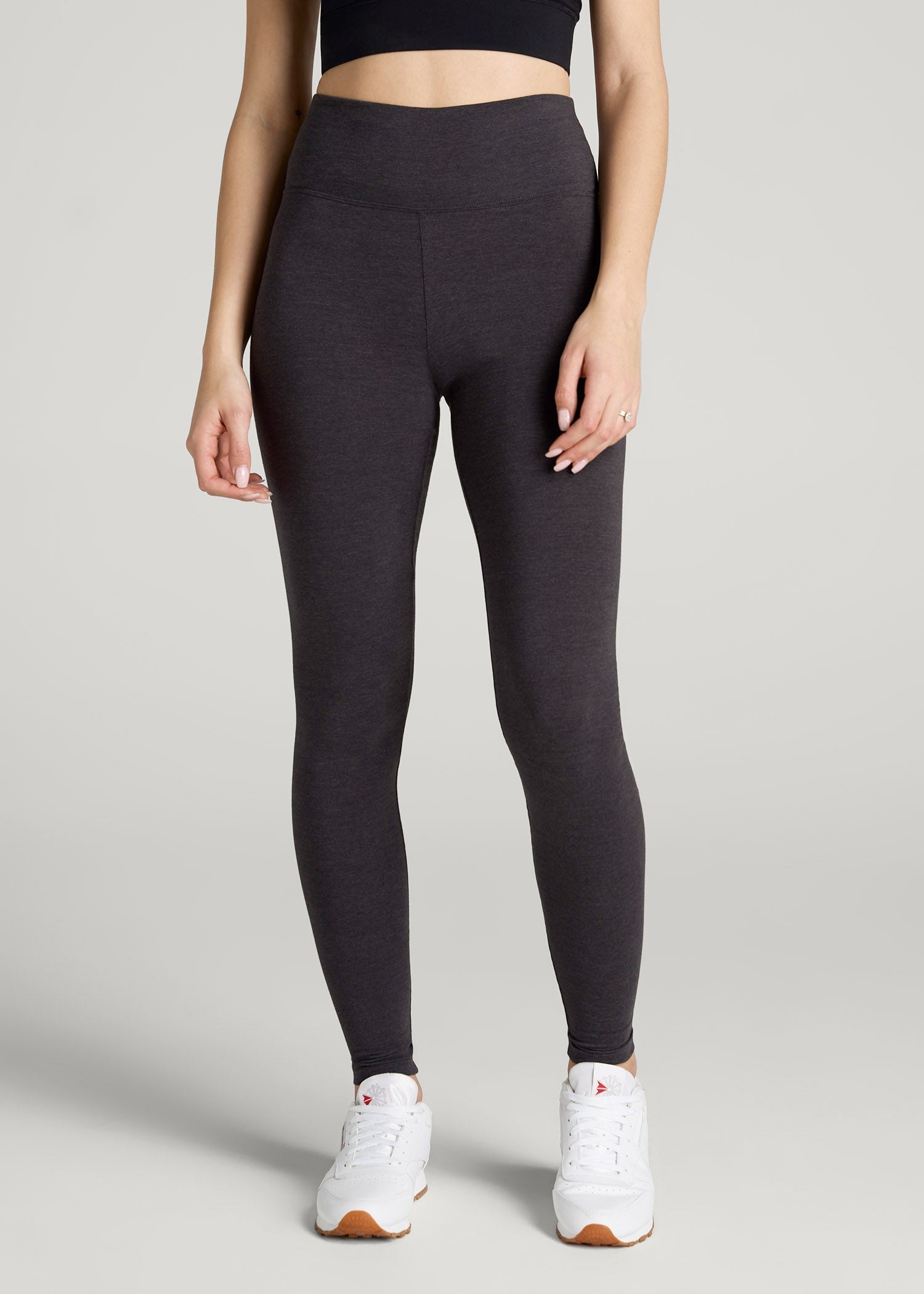 American Tall Women Cotton Leggings for Tall Women in Shadow Grey Mix