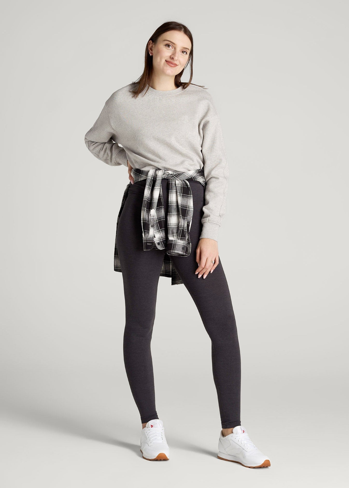 American Tall Women Cotton Leggings for Tall Women in Shadow Grey Mix