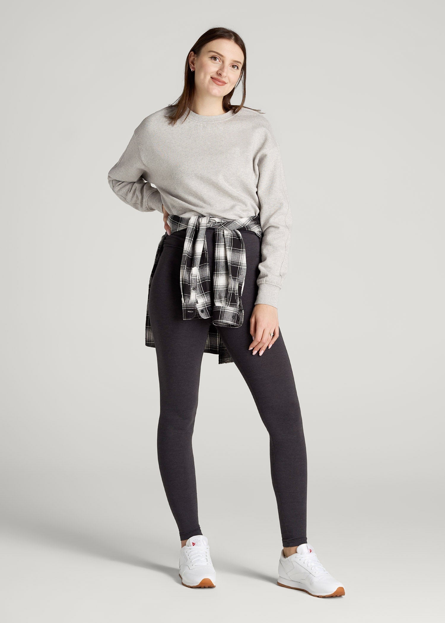 American Tall Women Cotton Leggings for Tall Women in Shadow Grey Mix