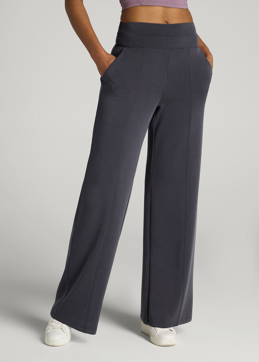 American Tall Women Soft Motion Wide Leg Ultra High Rise Pant for Tall Women in Charcoal Rinse