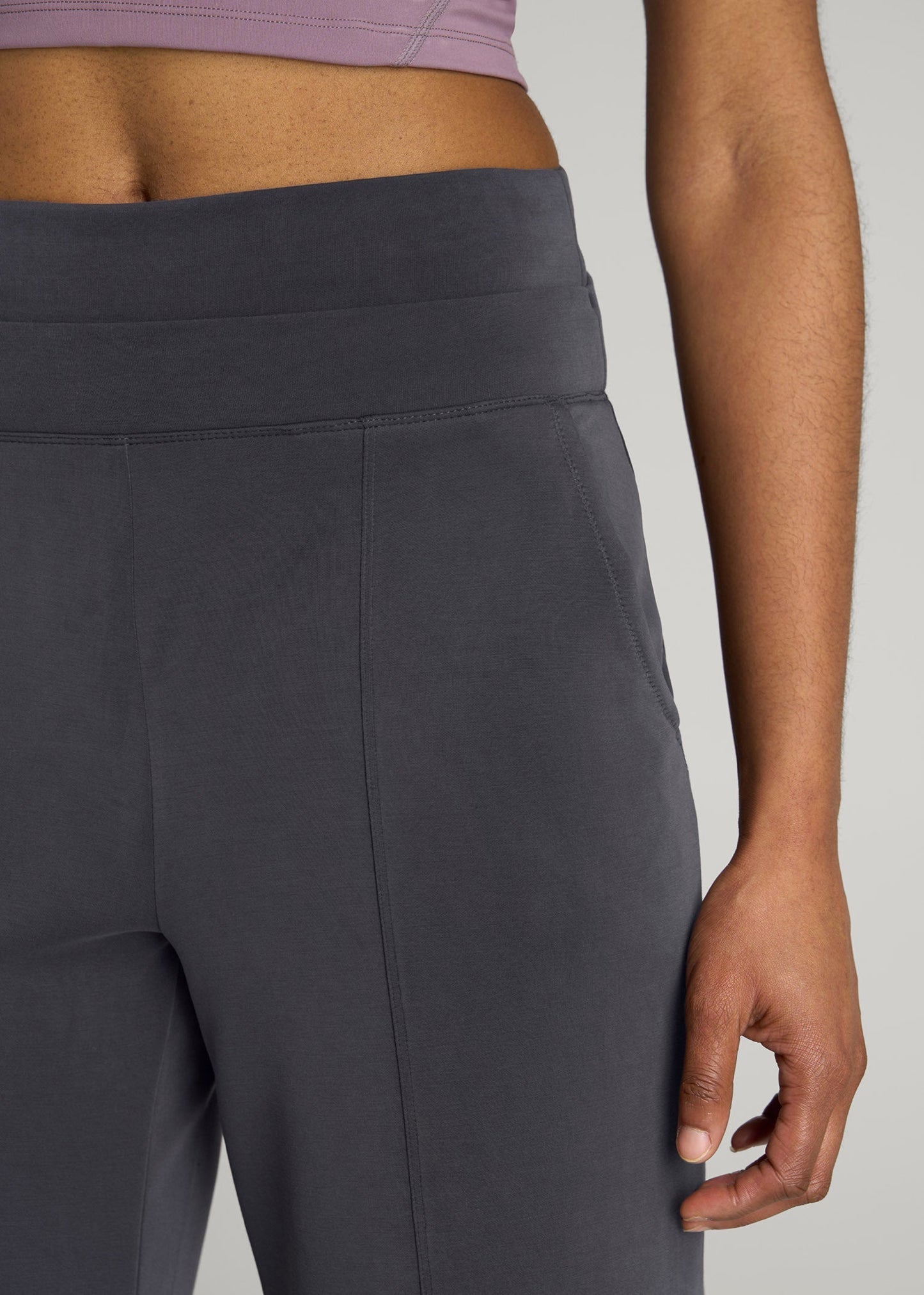 American Tall Women Soft Motion Wide Leg Ultra High Rise Pant for Tall Women in Charcoal Rinse