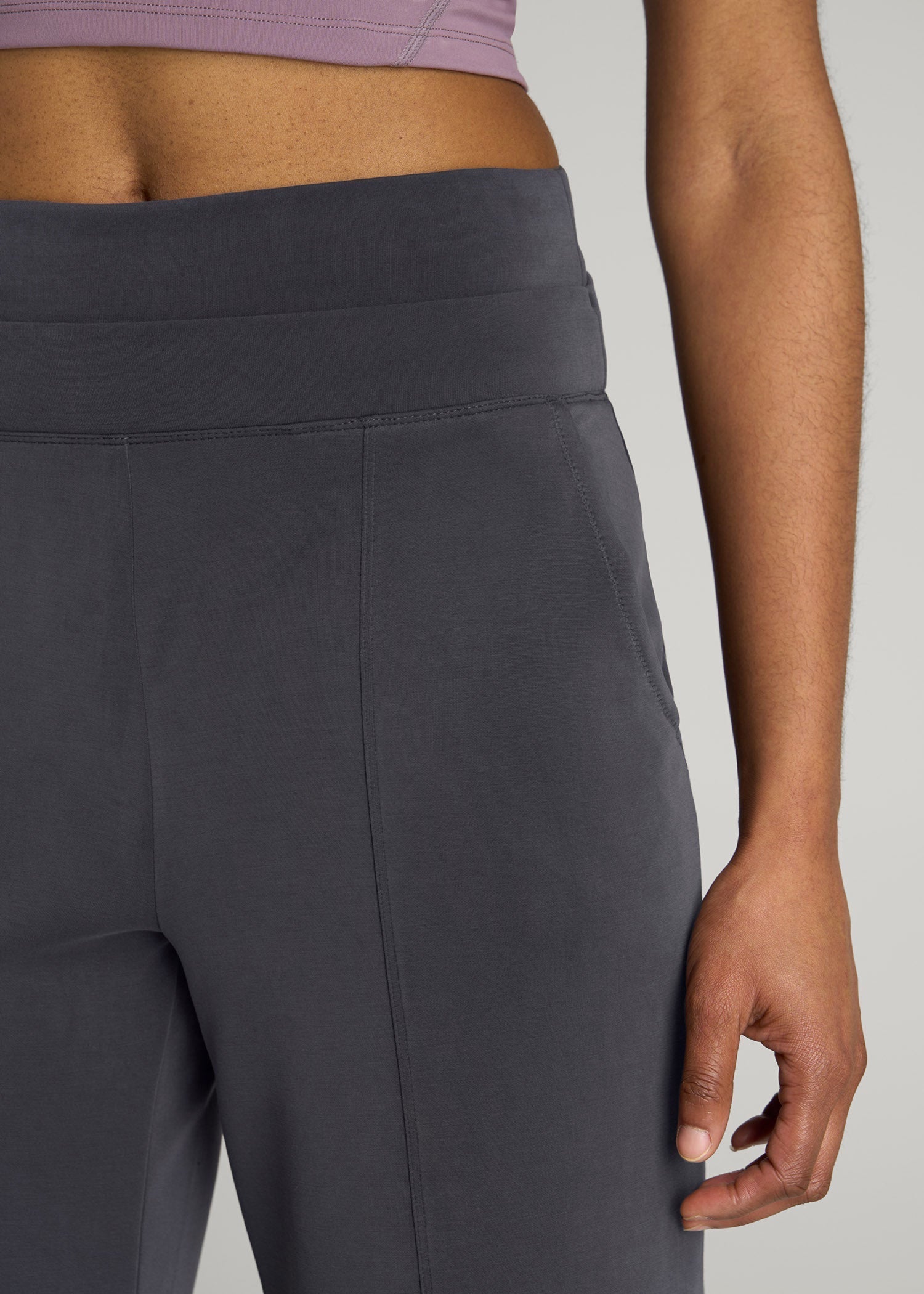 American Tall Women Soft Motion Wide Leg Ultra High Rise Pant for Tall Women in Charcoal Rinse