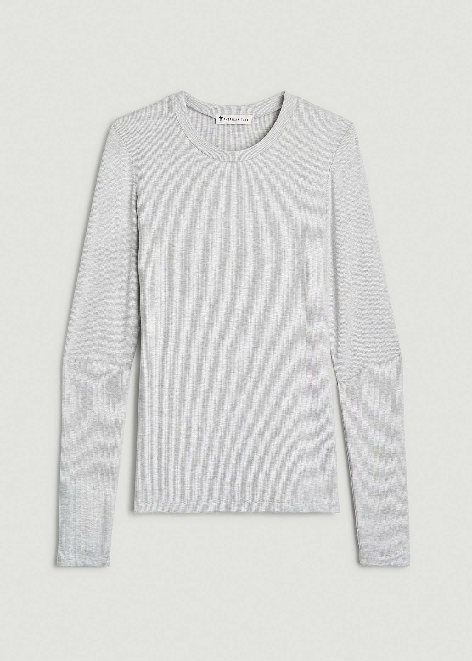 American Tall Women FITTED Ribbed Long Sleeve Tee for Tall Women in Grey Mix