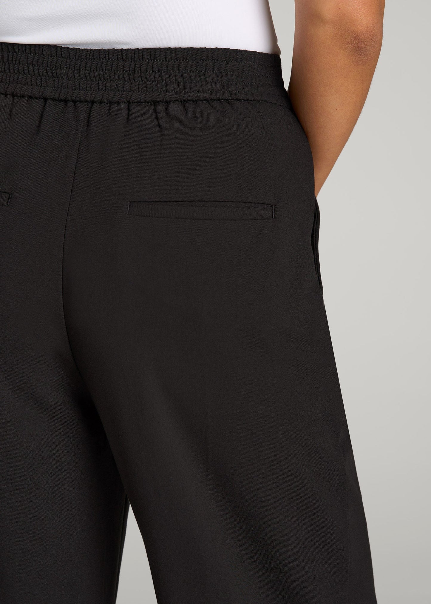 American Tall Women Flat Front Wide Leg Dress Pants for Tall Women in Black