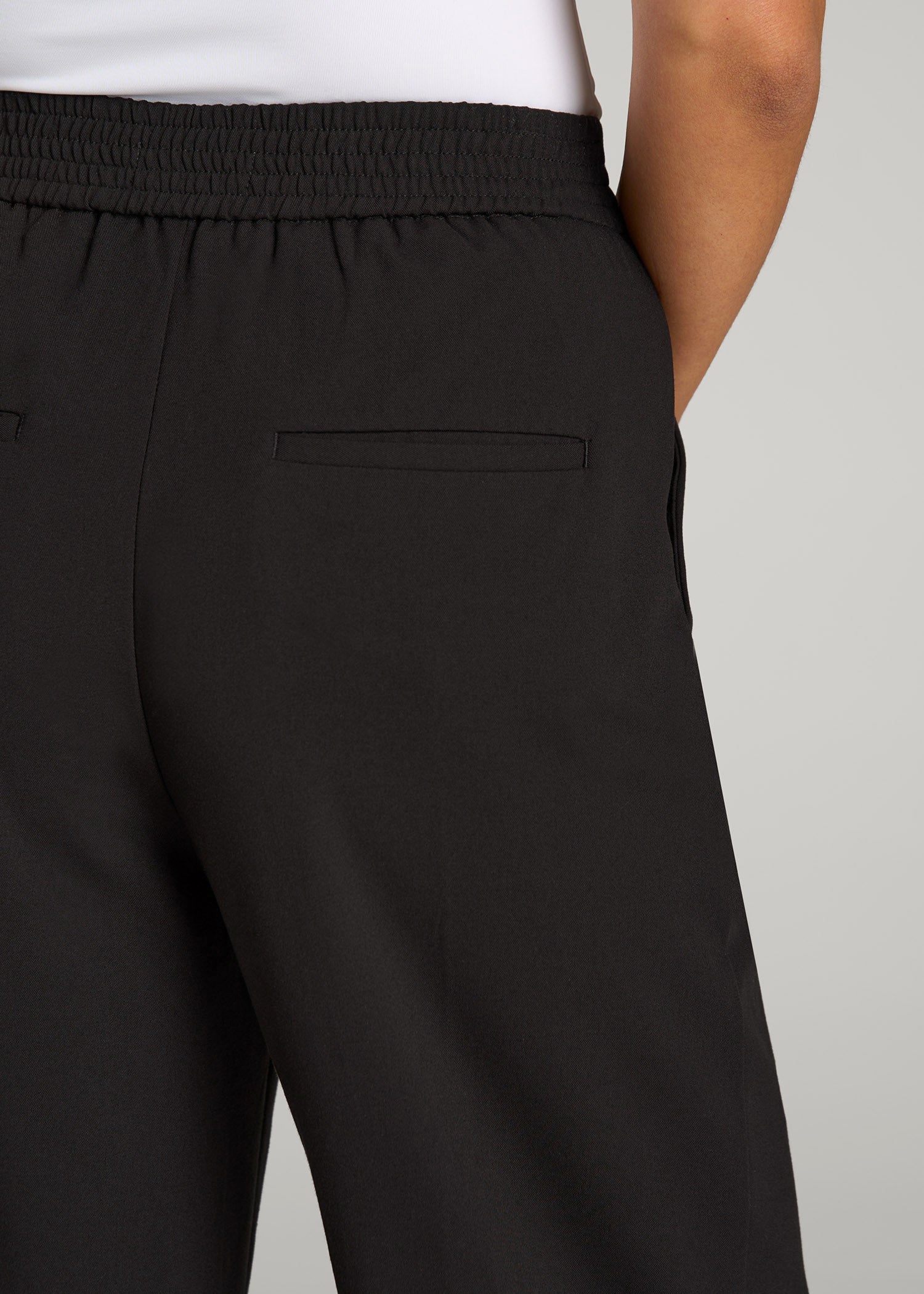 American Tall Women Flat Front Wide Leg Dress Pants for Tall Women in Black