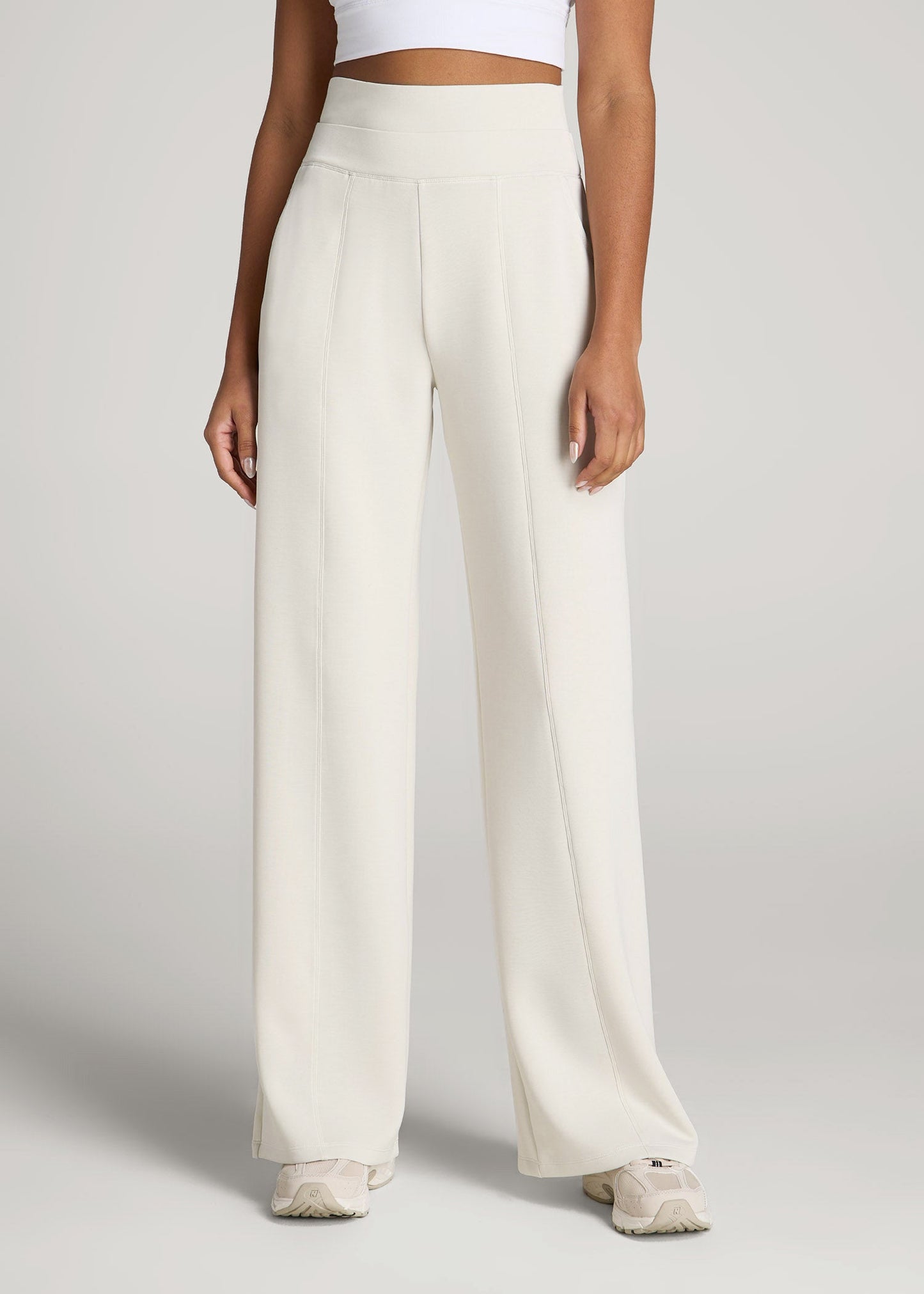 American Tall Women Soft Motion Wide Leg Ultra High Rise Pant for Tall Women in Pearl