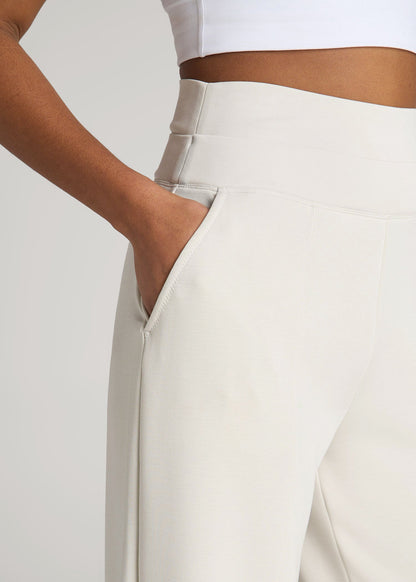 American Tall Women Soft Motion Wide Leg Ultra High Rise Pant for Tall Women in Pearl
