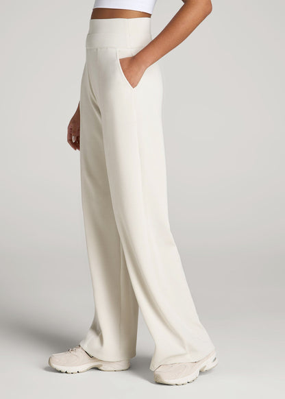 American Tall Women Soft Motion Wide Leg Ultra High Rise Pant for Tall Women in Pearl