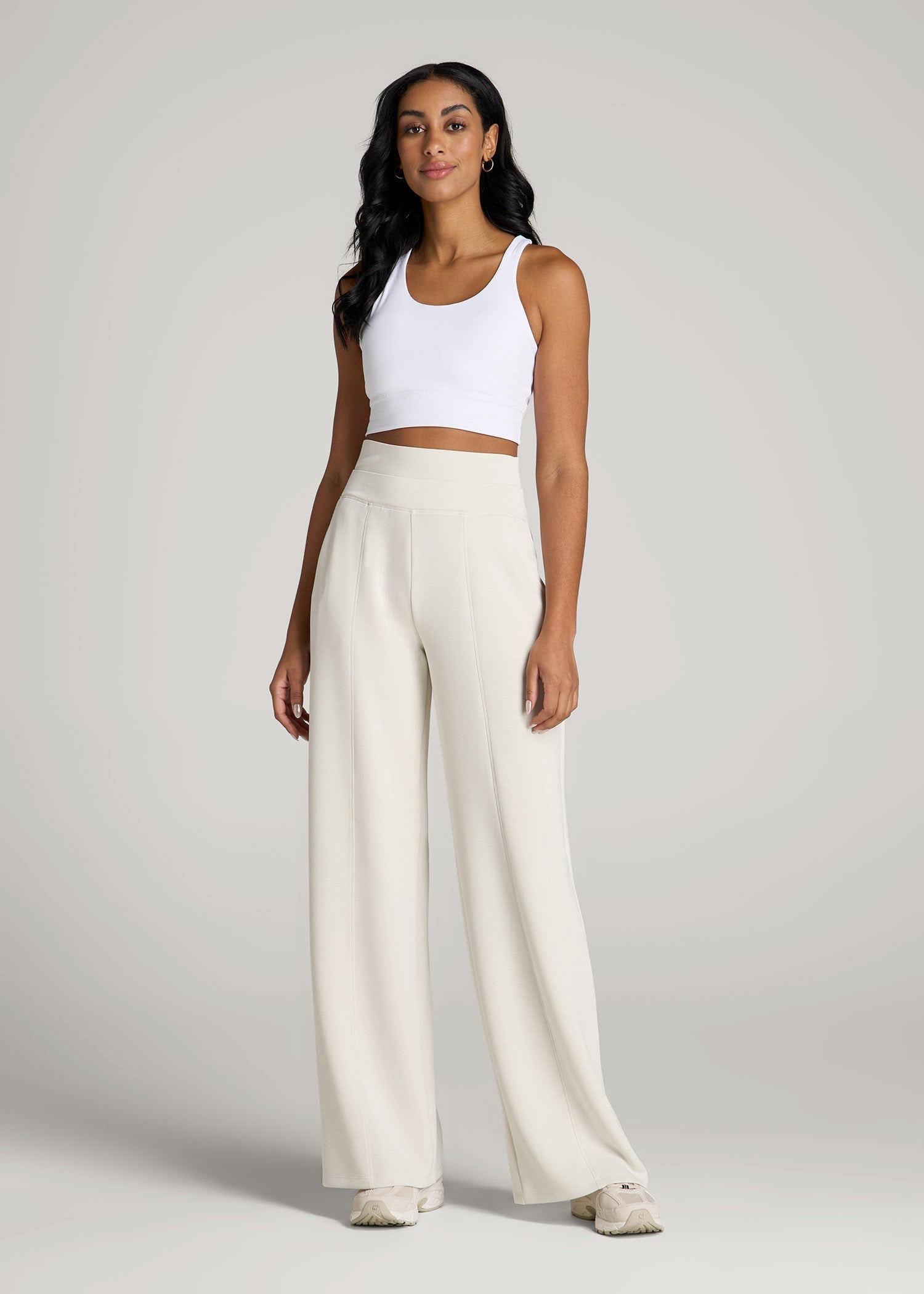 American Tall Women Soft Motion Wide Leg Ultra High Rise Pant for Tall Women in Pearl