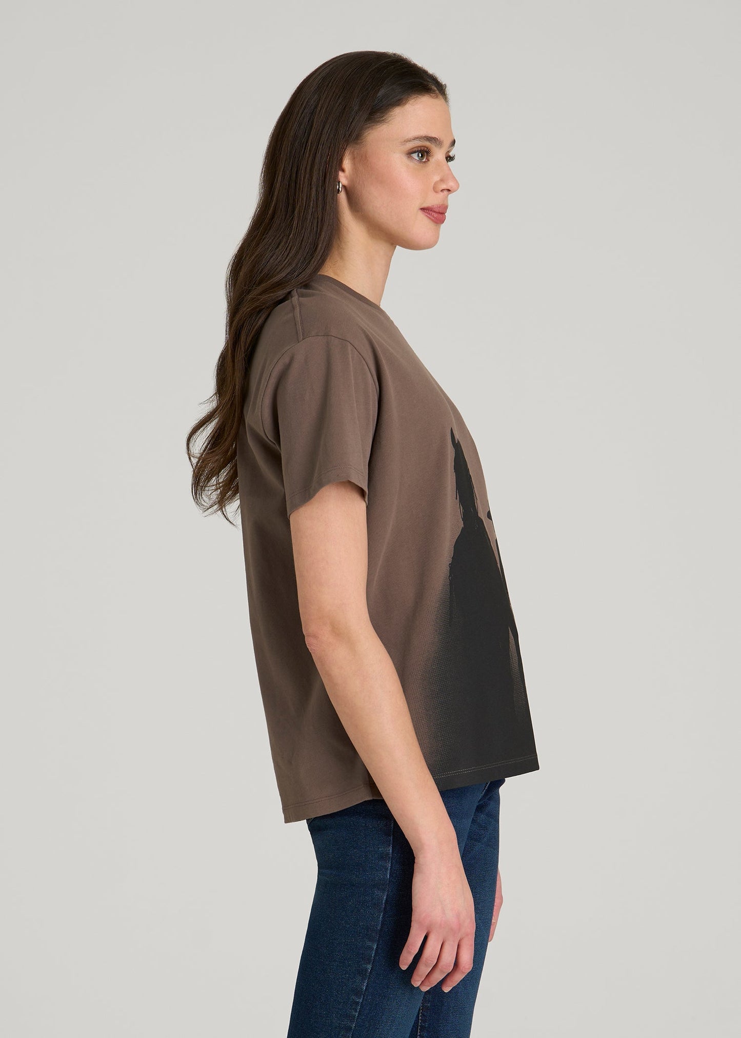 American Tall Women Equestrian Graphic Tee for Tall Women in Brown