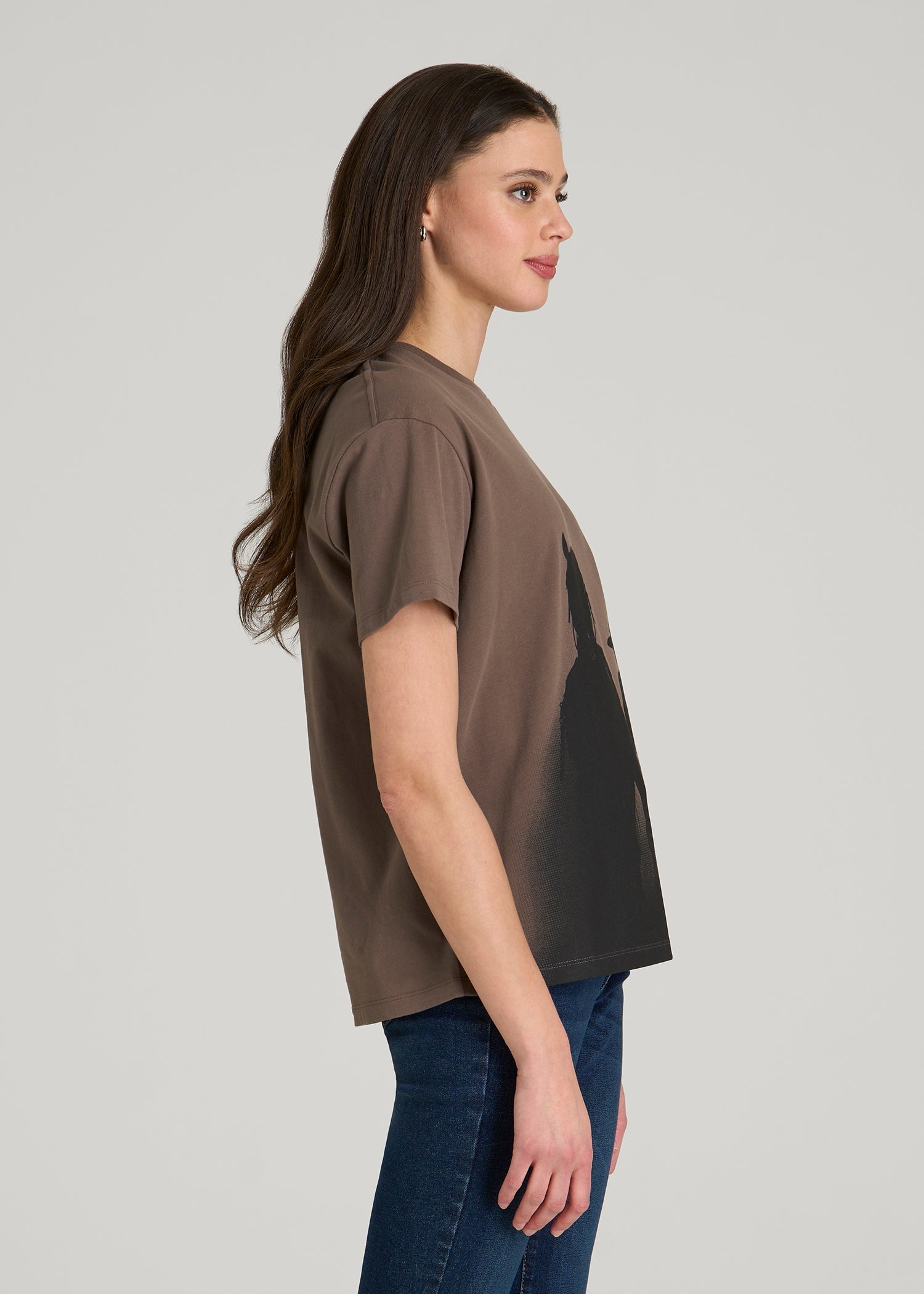 American Tall Women Equestrian Graphic Tee for Tall Women in Brown
