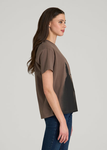 American Tall Women Equestrian Graphic Tee for Tall Women in Brown