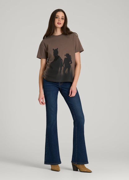American Tall Women Equestrian Graphic Tee for Tall Women in Brown