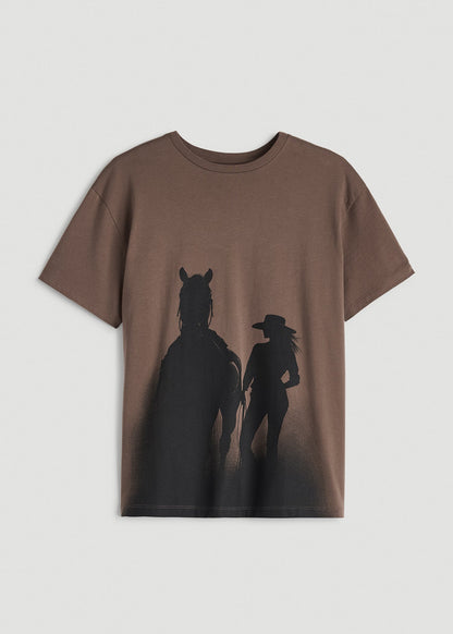 American Tall Women Equestrian Graphic Tee for Tall Women in Brown