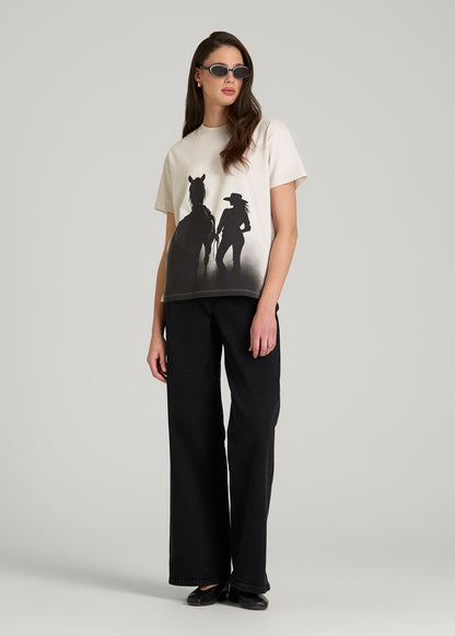 American Tall Women Equestrian Graphic Tee for Tall Women in Sand