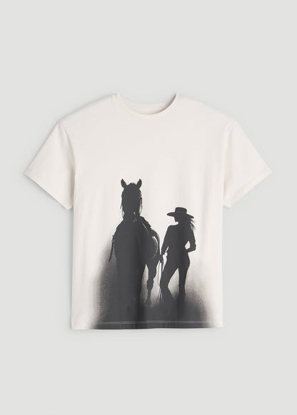 American Tall Women Equestrian Graphic Tee for Tall Women in Sand