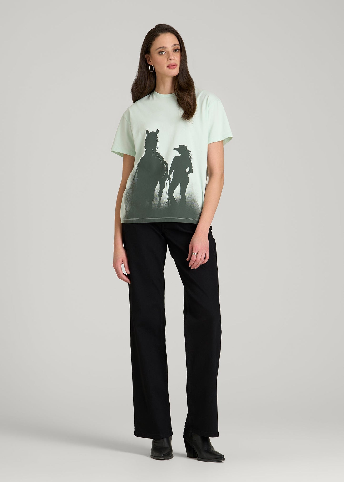 American Tall Women Equestrian Graphic Tee for Tall Women in Blue