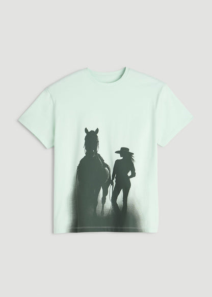 American Tall Women Equestrian Graphic Tee for Tall Women in Blue
