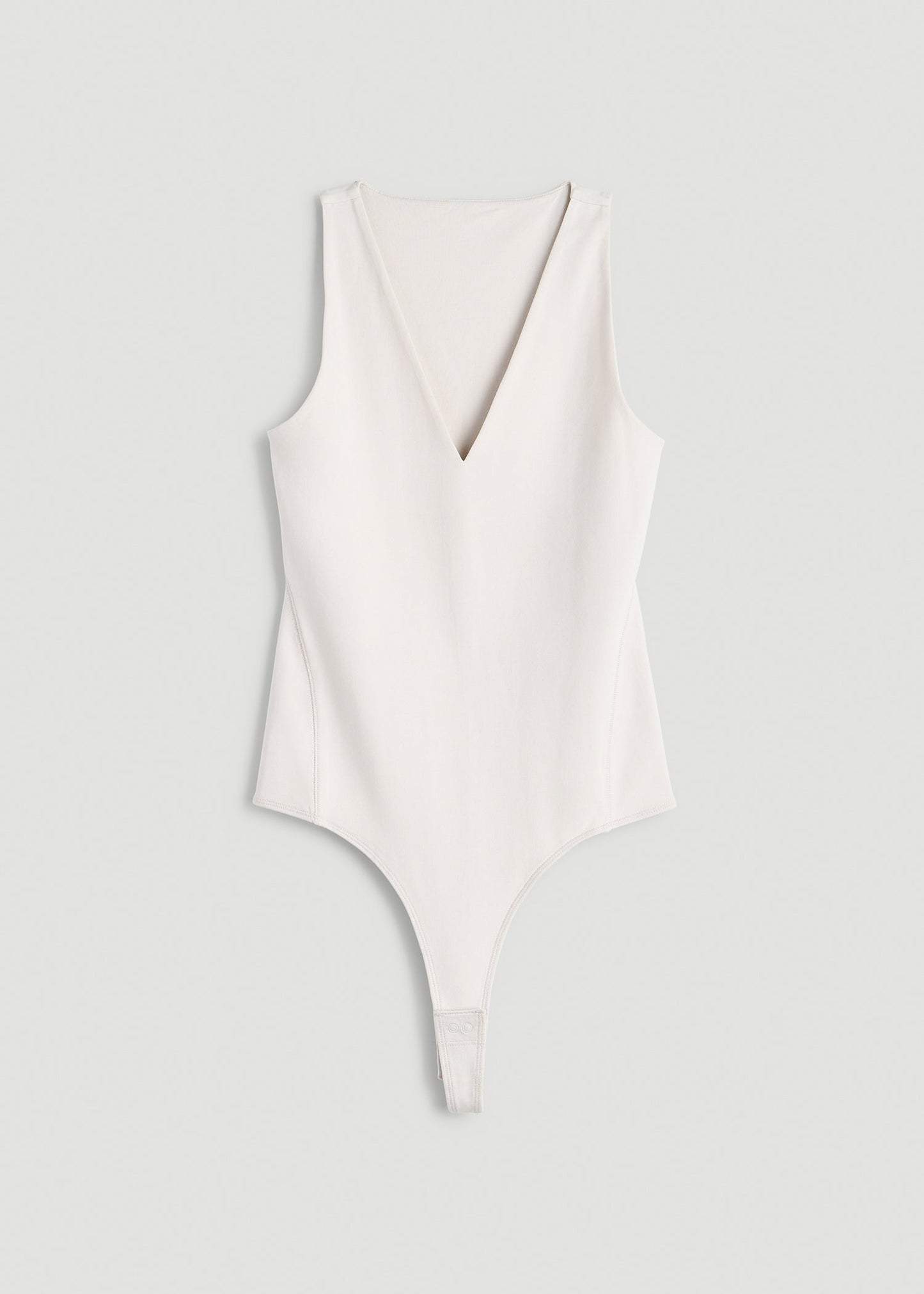 American Tall Women Cotton Blend Sleeveless V-Neck Bodysuit for Tall Women in White Sand