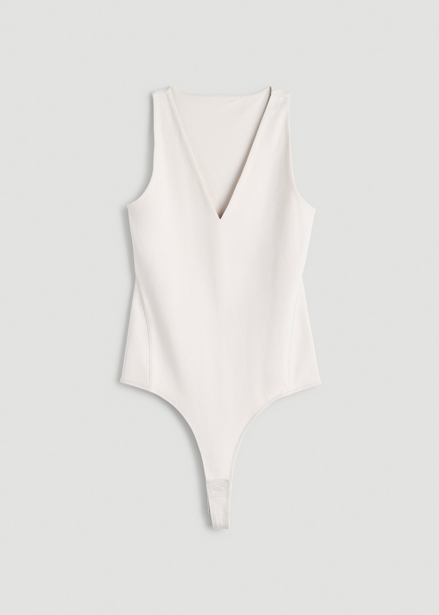 American Tall Women Cotton Blend Sleeveless V-Neck Bodysuit for Tall Women in White Sand