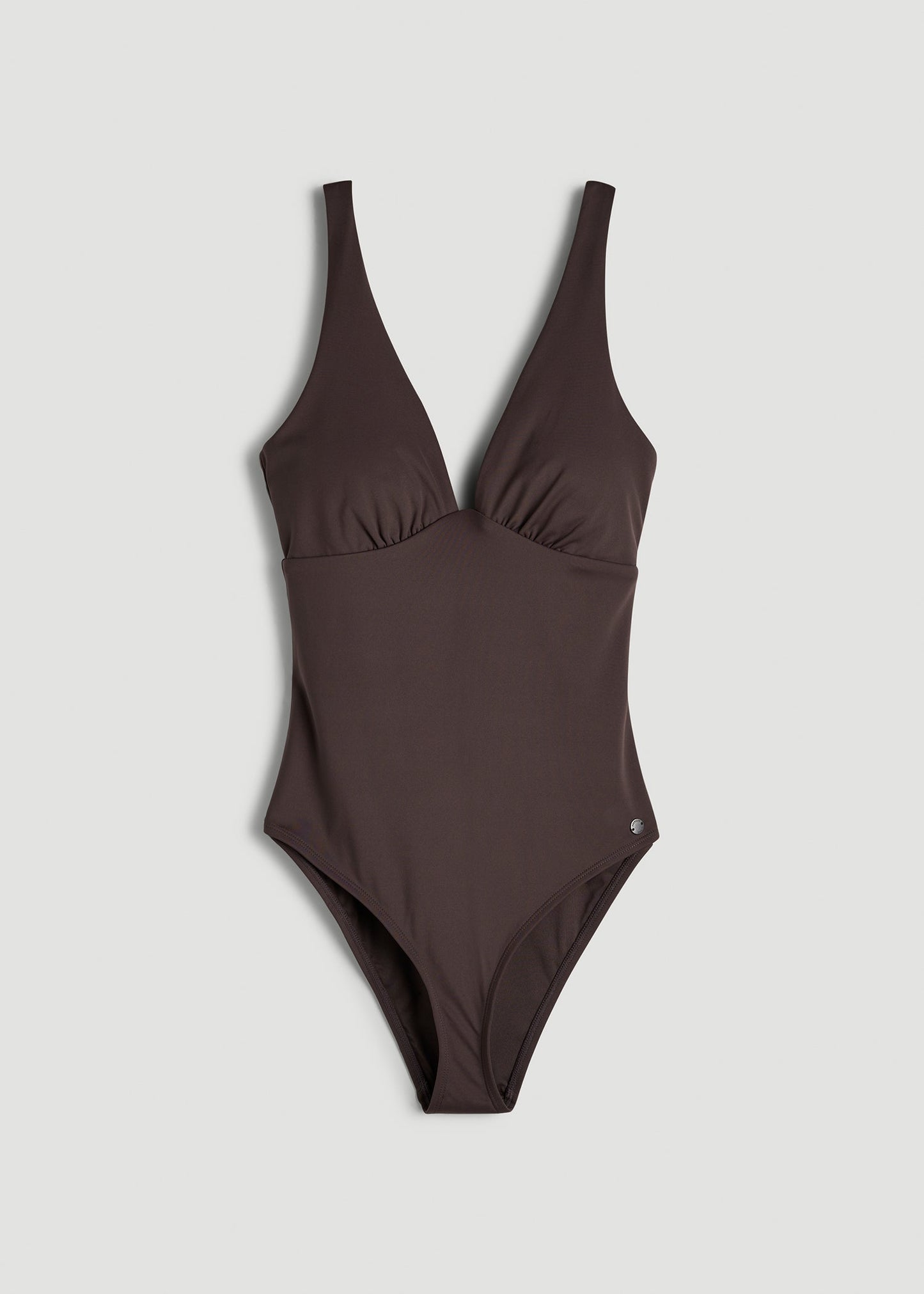 American Tall Women Classic V-Neck One Piece Swimsuit for Tall Women in Espresso